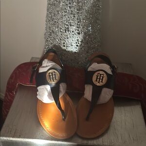 Tommy Hilfiger Black and Tan Sandals